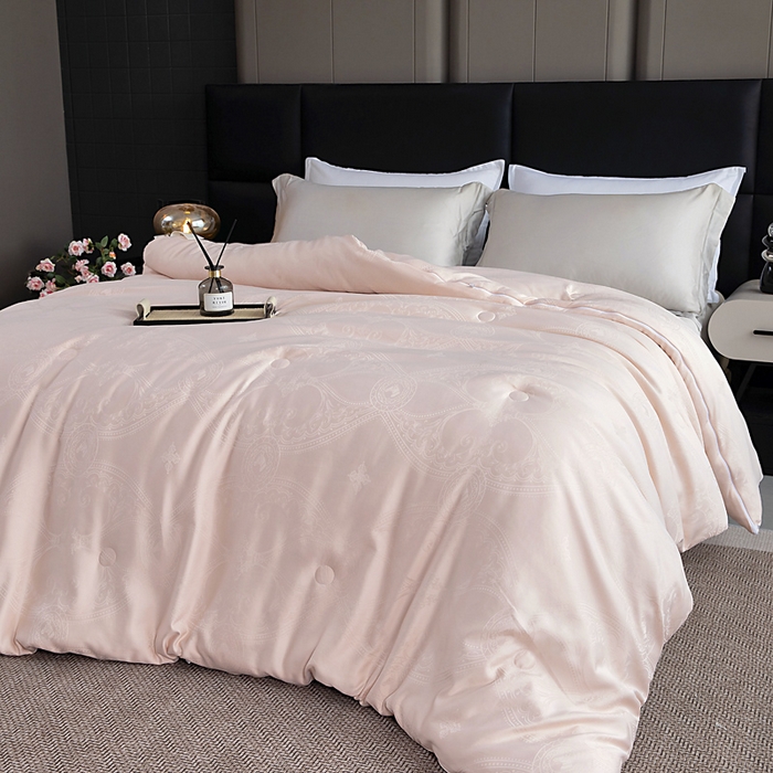 91家纺网 家纺一手货源 找家纺 亿莱鑫 2025新款亲肤暖糯蛋白被子母被 粉色