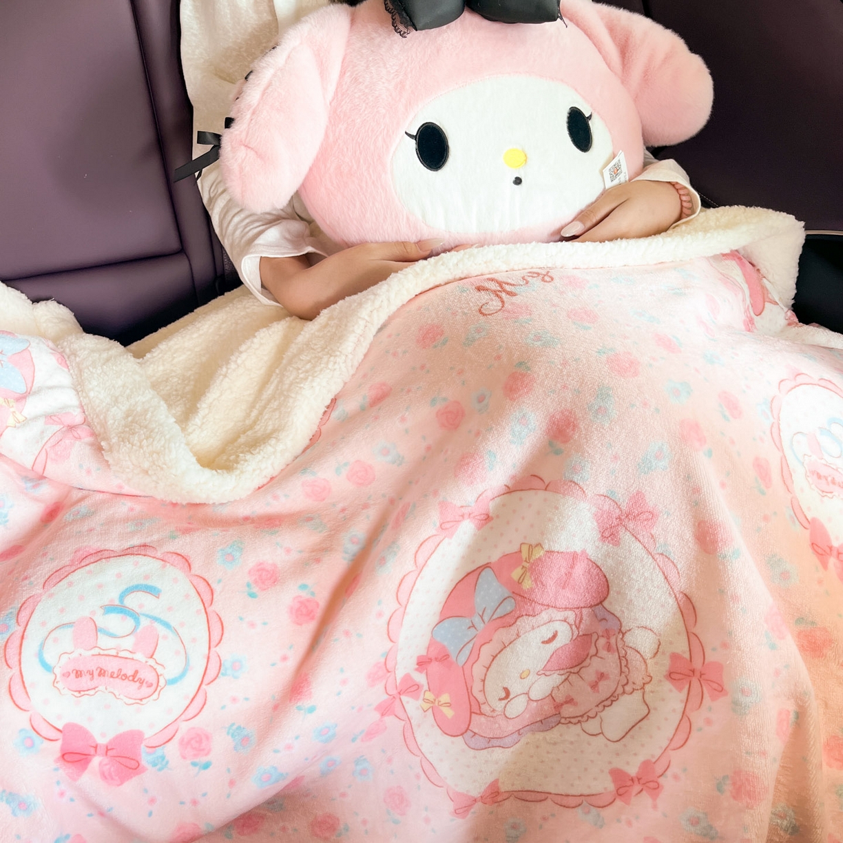 91家纺网 家纺一手货源 找家纺 暮思家居 2025新款三丽鸥正版授权少女可爱卡通加厚牛奶绒羊羔绒毛毯多功能四季毛毯 羊羔绒-花花美乐蒂