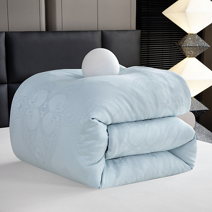 91家纺网 家纺一手货源 找家纺 亿莱鑫 2025新款亲肤暖糯蛋白被子母被 蓝色