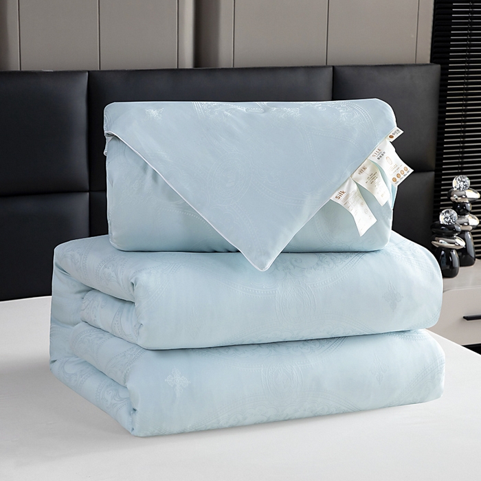 91家纺网 家纺一手货源 找家纺 亿莱鑫 2025新款亲肤暖糯蛋白被子母被 蓝色