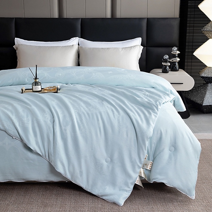 91家纺网 家纺一手货源 找家纺 亿莱鑫 2025新款亲肤暖糯蛋白被子母被 蓝色