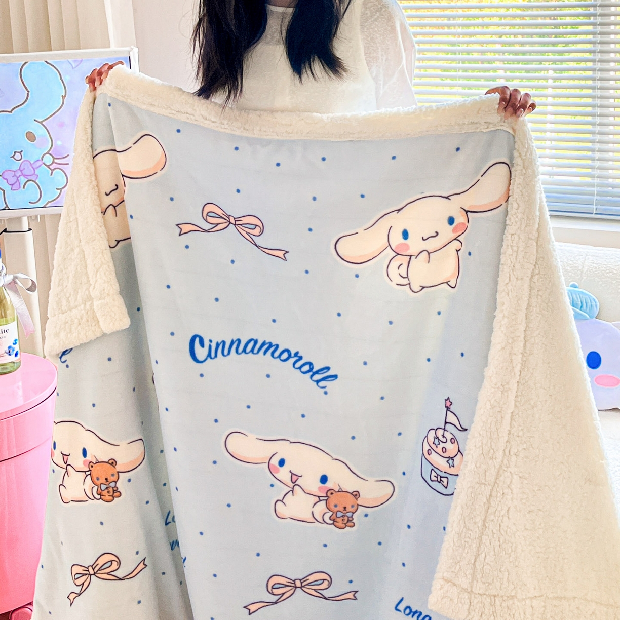 91家纺网 家纺一手货源 找家纺 暮思家居 2025新款三丽鸥正版授权少女可爱卡通加厚牛奶绒羊羔绒毛毯多功能四季毛毯 羊羔绒-点点玉桂狗