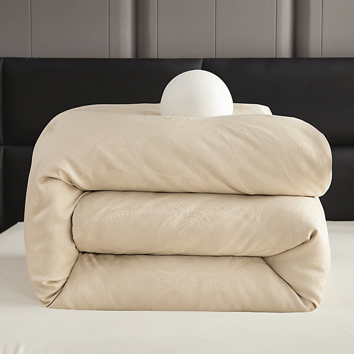 91家纺网 家纺一手货源 找家纺 亿莱鑫 2025新款亲肤暖糯蛋白被子母被 香槟色