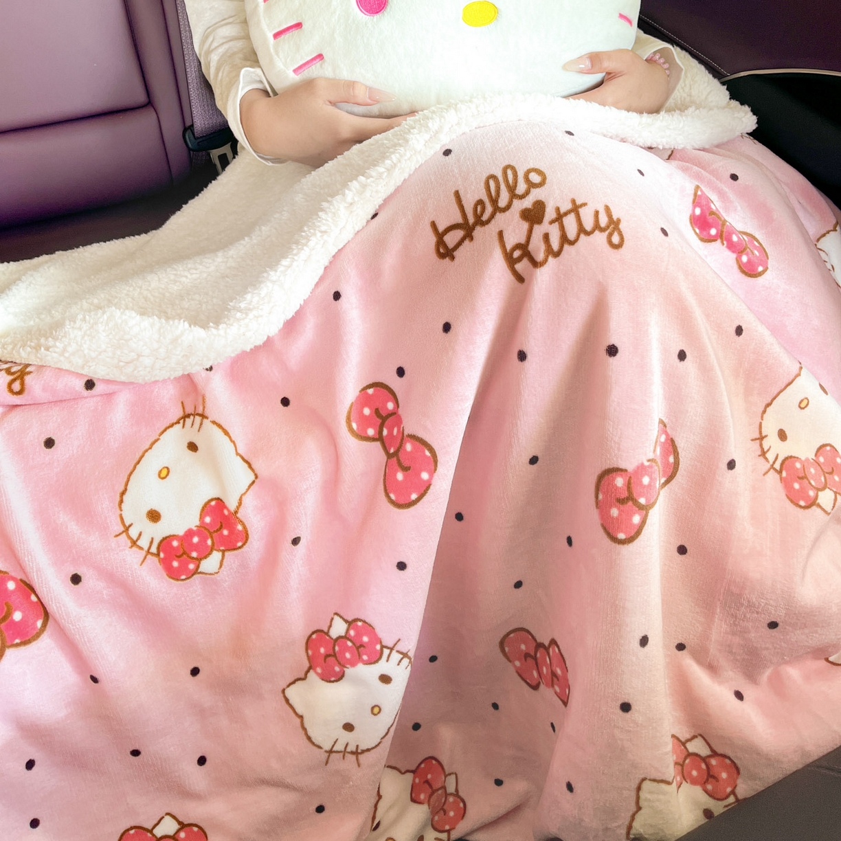 91家纺网 家纺一手货源 找家纺 暮思家居 2025新款三丽鸥正版授权少女可爱卡通加厚牛奶绒羊羔绒毛毯多功能四季毛毯 羊羔绒-可爱KT