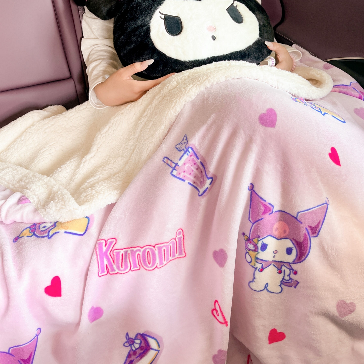 91家纺网 家纺一手货源 找家纺 暮思家居 2025新款三丽鸥正版授权少女可爱卡通加厚牛奶绒羊羔绒毛毯多功能四季毛毯 羊羔绒-甜心库洛米