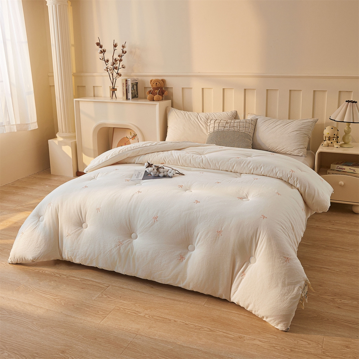 91家纺网 家纺一手货源 找家纺 创优家纺 2025新款专版绣花被全棉满绣刺绣被芯里外全棉新疆棉花被纯棉被芯被子春秋被冬被儿童被直播 里外全棉-蝴蝶结