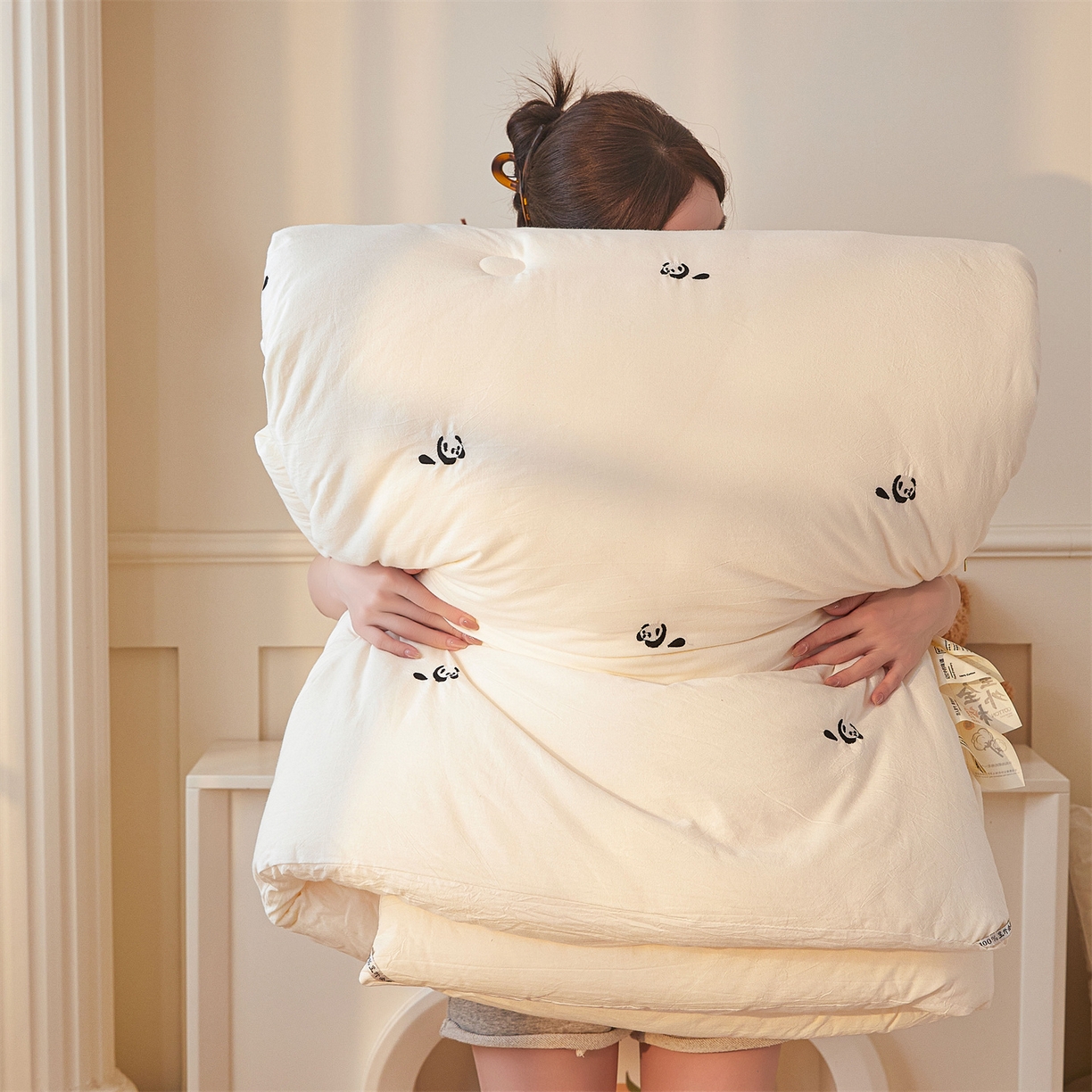 91家纺网 家纺一手货源 找家纺 创优家纺 2025新款专版绣花被全棉满绣刺绣被芯里外全棉新疆棉花被纯棉被芯被子春秋被冬被儿童被直播 里外全棉-趴趴熊猫