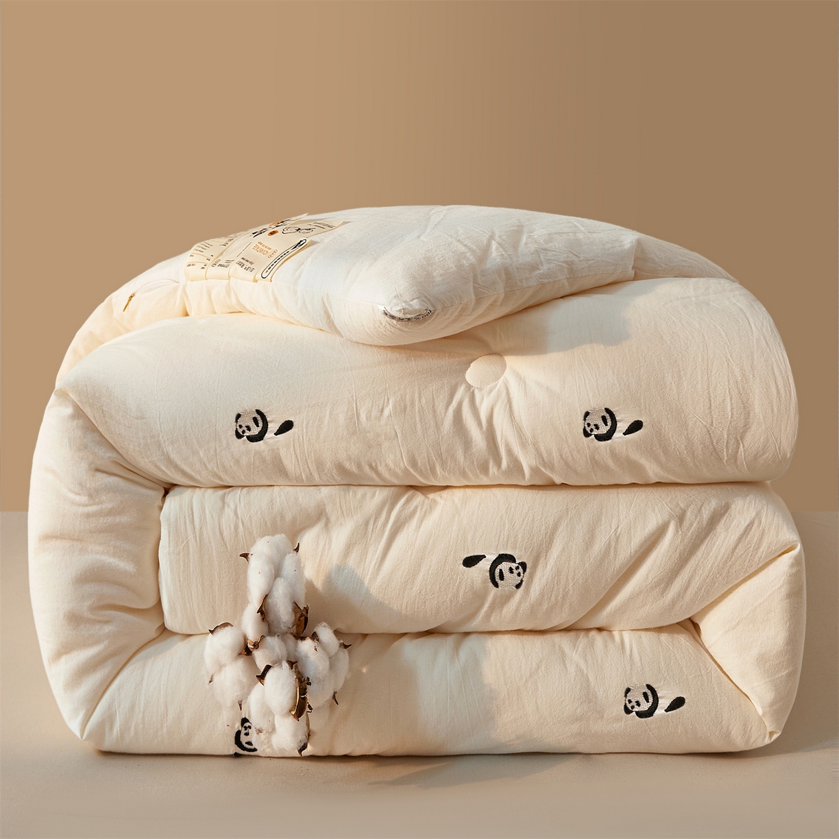 91家纺网 家纺一手货源 找家纺 创优家纺 2025新款专版绣花被全棉满绣刺绣被芯里外全棉新疆棉花被纯棉被芯被子春秋被冬被儿童被直播 里外全棉-趴趴熊猫