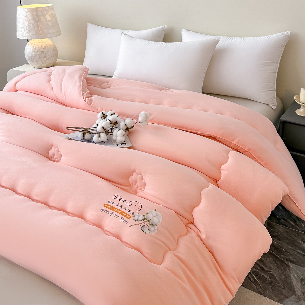 91家纺网 家纺一手货源 找家纺 好欣怡家纺 2026新款A类水洗棉新疆棉花冬被被子被芯棉花被直播 黛粉