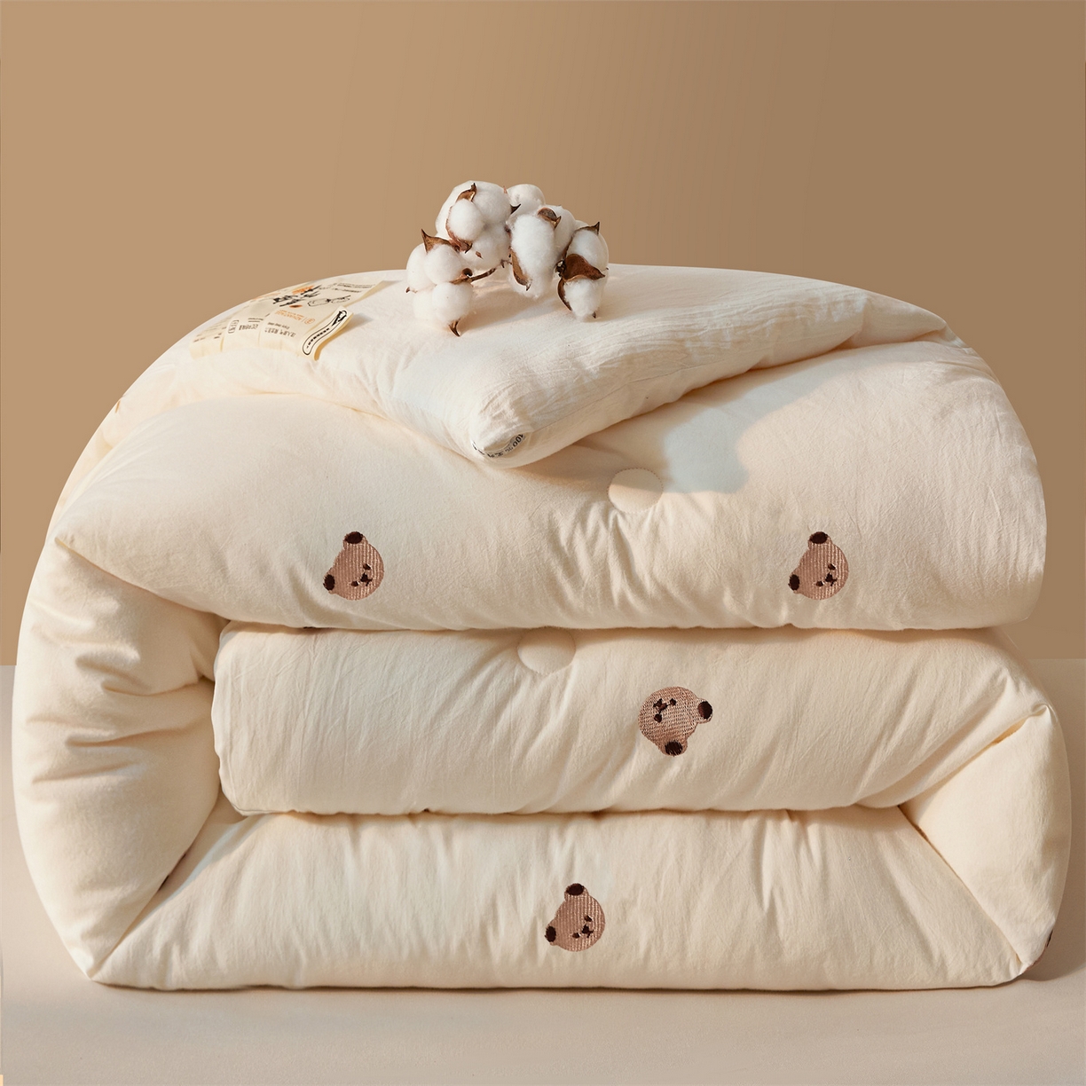 91家纺网 家纺一手货源 找家纺 创优家纺 2025新款专版绣花被全棉满绣刺绣被芯里外全棉新疆棉花被纯棉被芯被子春秋被冬被儿童被直播 里外全棉-小熊