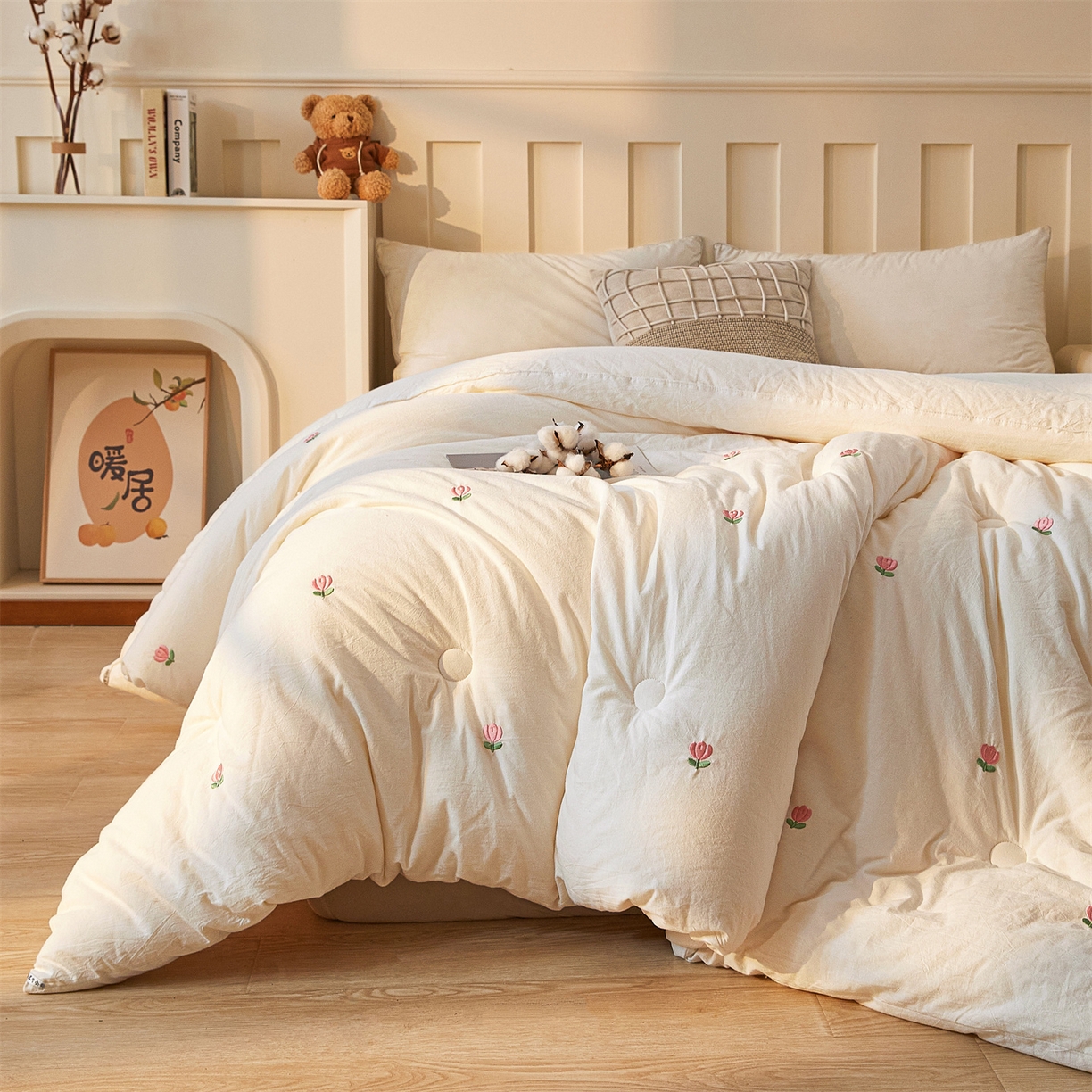 91家纺网 家纺一手货源 找家纺 创优家纺 2025新款专版绣花被全棉满绣刺绣被芯里外全棉新疆棉花被纯棉被芯被子春秋被冬被儿童被直播 里外全棉-郁金香