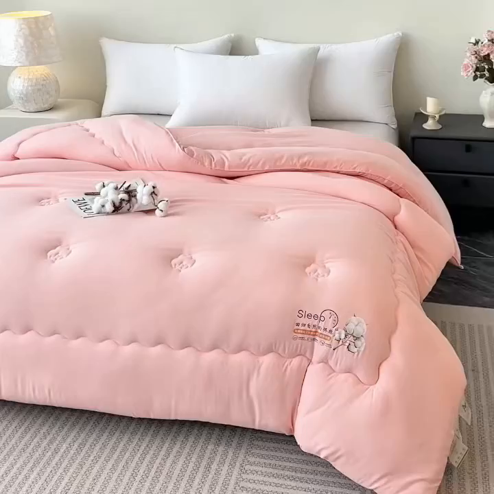 91家纺网 家纺一手货源 找家纺 好欣怡家纺 2026新款A类水洗棉新疆棉花冬被被子被芯棉花被直播 黛粉