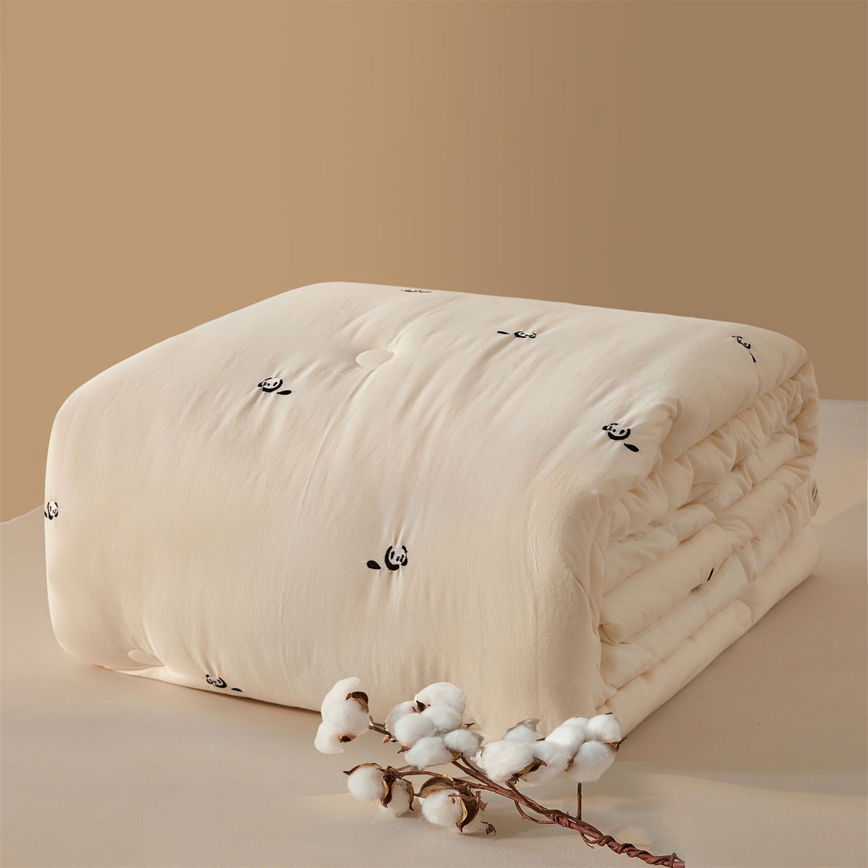 91家纺网 家纺一手货源 找家纺 创优家纺 2025新款专版绣花被全棉满绣刺绣被芯里外全棉新疆棉花被纯棉被芯被子春秋被冬被儿童被直播 里外全棉-趴趴熊猫