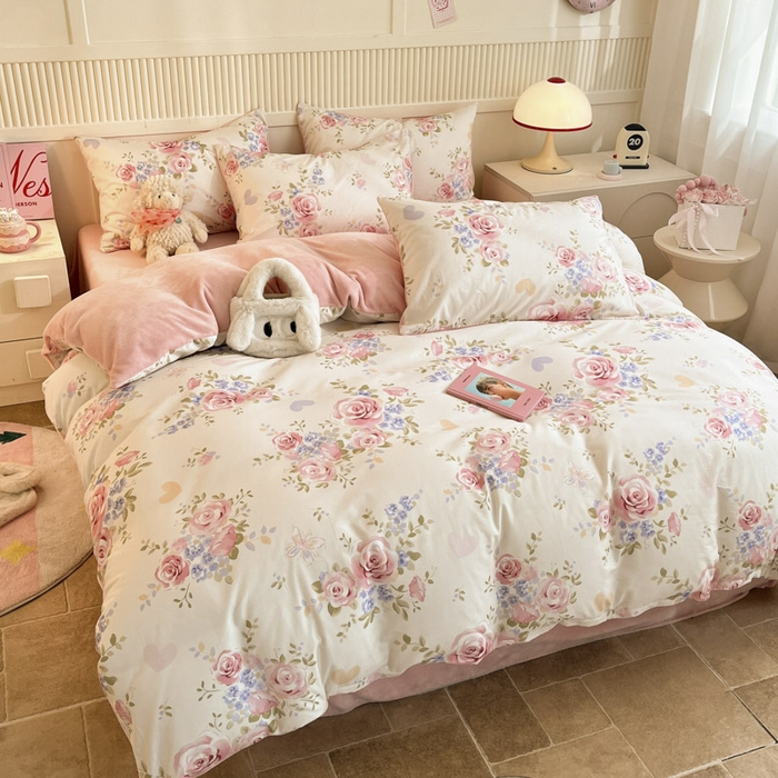 91家纺网 家纺一手货源 找家纺 晨希家居 2025A面40支全棉印花B版高克重牛奶绒棉加绒多规格套件棉加绒  花亦然