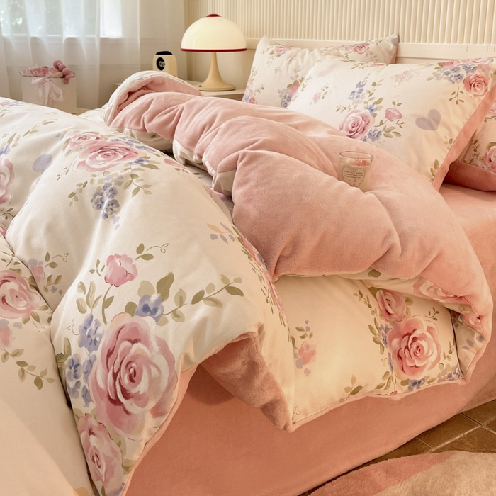 91家纺网 家纺一手货源 找家纺 晨希家居 2025A面40支全棉印花B版高克重牛奶绒棉加绒多规格套件棉加绒  花亦然