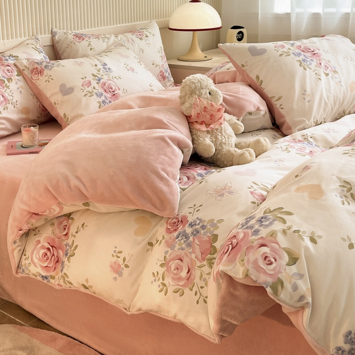 91家纺网 家纺一手货源 找家纺 晨希家居 2025A面40支全棉印花B版高克重牛奶绒棉加绒多规格套件棉加绒  花亦然