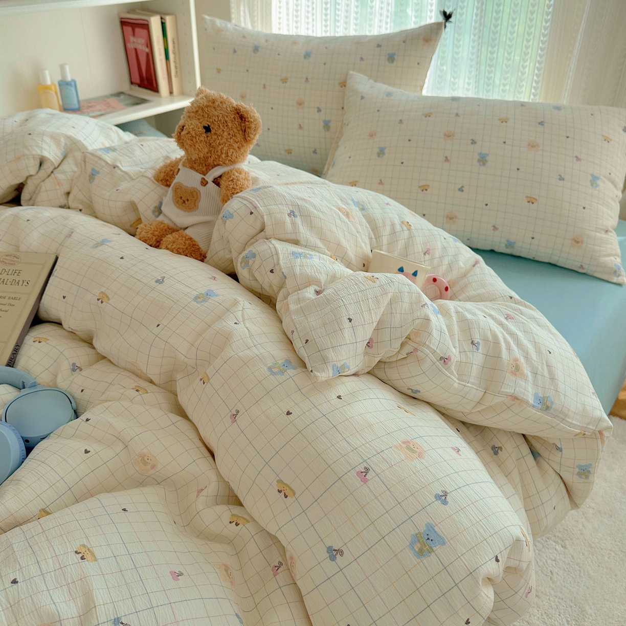 91家纺网 家纺一手货源 找家纺 （总）金梦拉家纺 2025新款加厚皱皱纱婴儿纱四件套