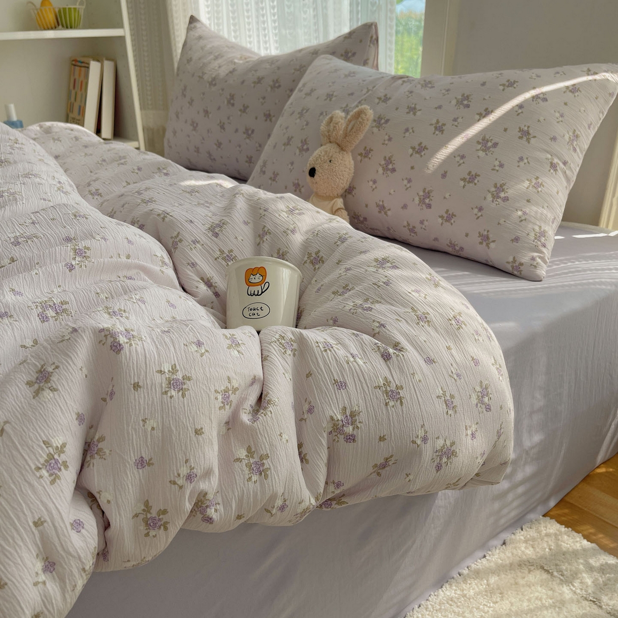 91家纺网 家纺一手货源 找家纺 金梦拉家纺 2025新款加厚皱皱纱婴儿纱四件套 雨茉风铃