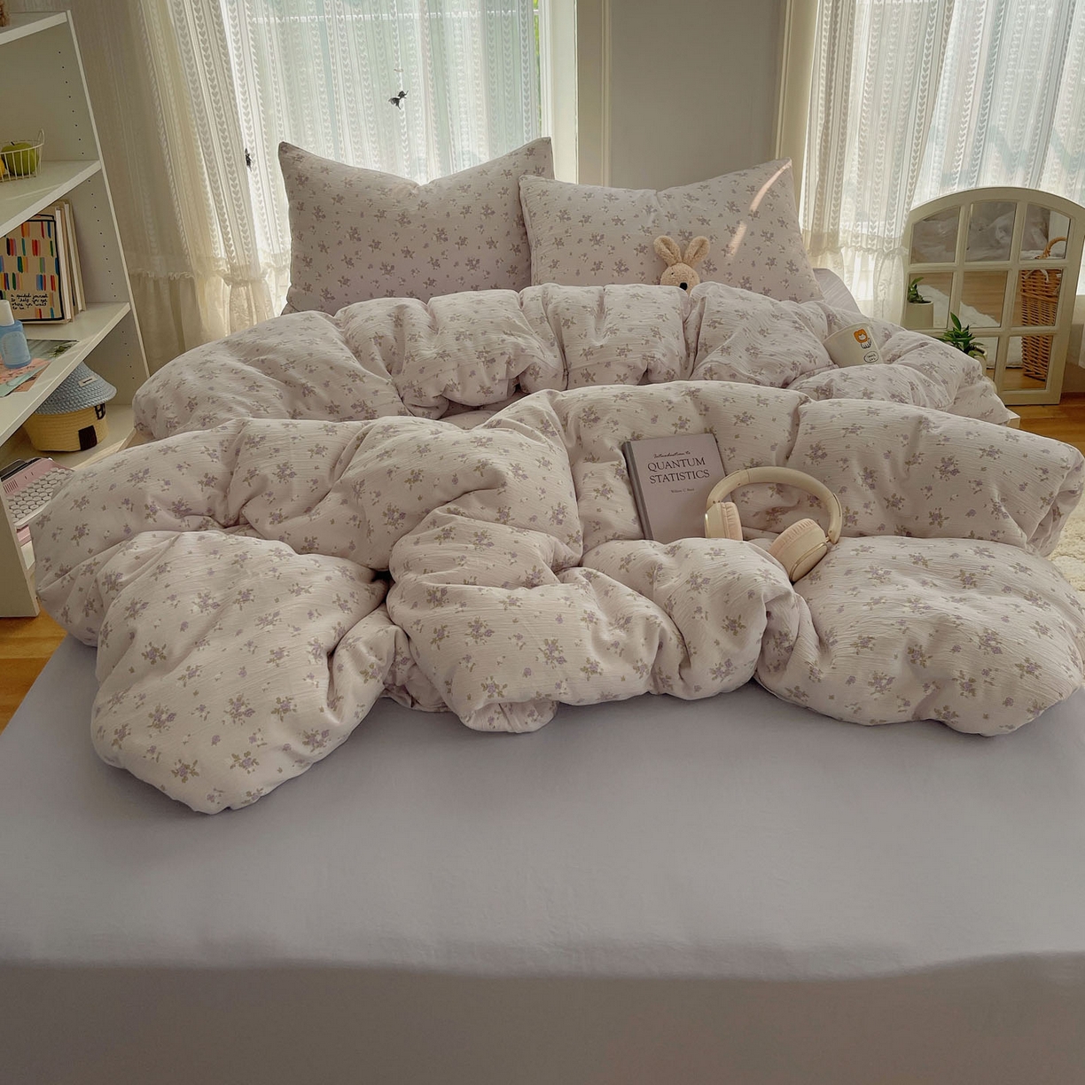 91家纺网 家纺一手货源 找家纺 金梦拉家纺 2025新款加厚皱皱纱婴儿纱四件套 雨茉风铃