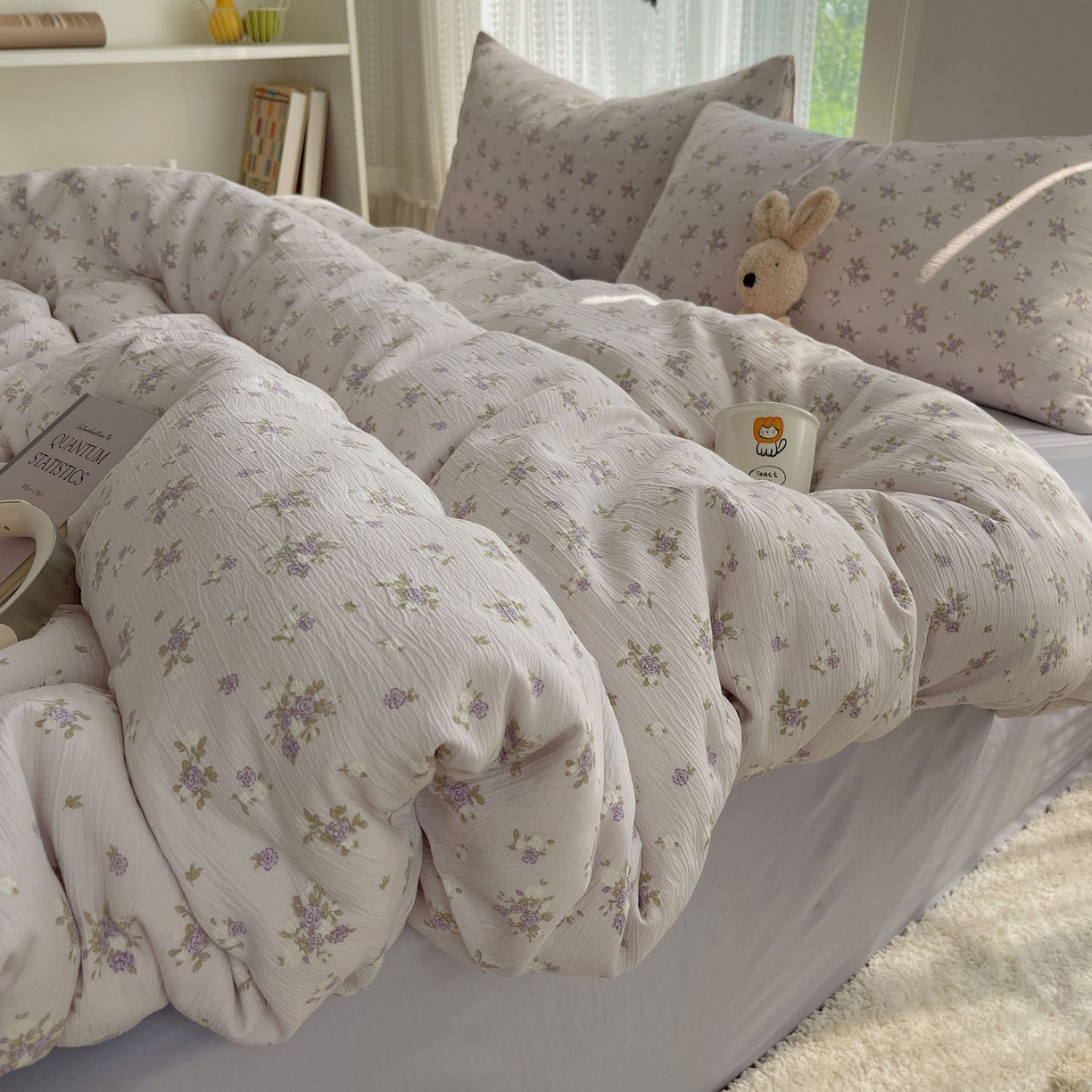 91家纺网 家纺一手货源 找家纺 金梦拉家纺 2025新款加厚皱皱纱婴儿纱四件套 雨茉风铃