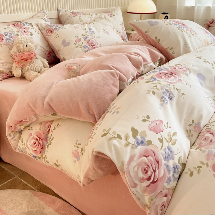 91家纺网 家纺一手货源 找家纺 晨希家居 2025A面40支全棉印花B版高克重牛奶绒棉加绒多规格套件棉加绒  花亦然