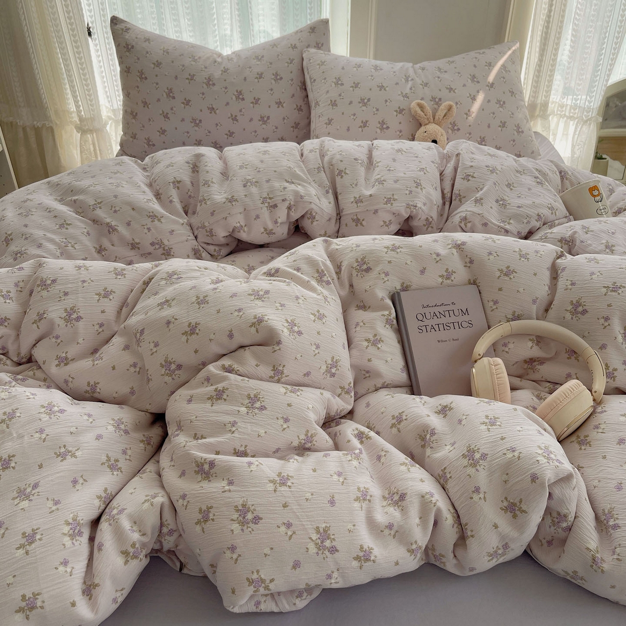 91家纺网 家纺一手货源 找家纺 金梦拉家纺 2025新款加厚皱皱纱婴儿纱四件套 雨茉风铃