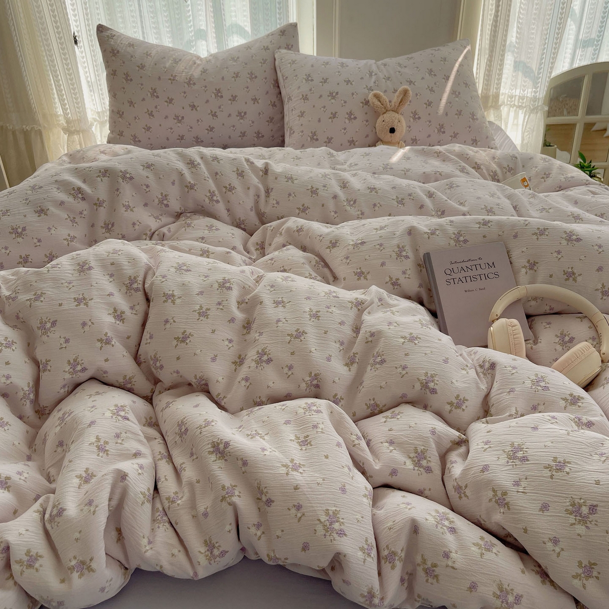 91家纺网 家纺一手货源 找家纺 金梦拉家纺 2025新款加厚皱皱纱婴儿纱四件套 雨茉风铃