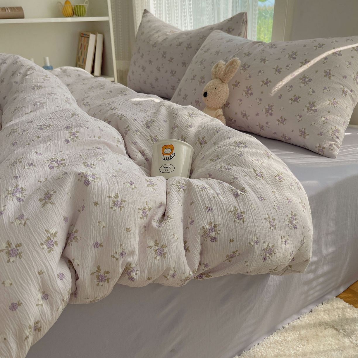 91家纺网 家纺一手货源 找家纺 金梦拉家纺 2025新款加厚皱皱纱婴儿纱四件套 雨茉风铃