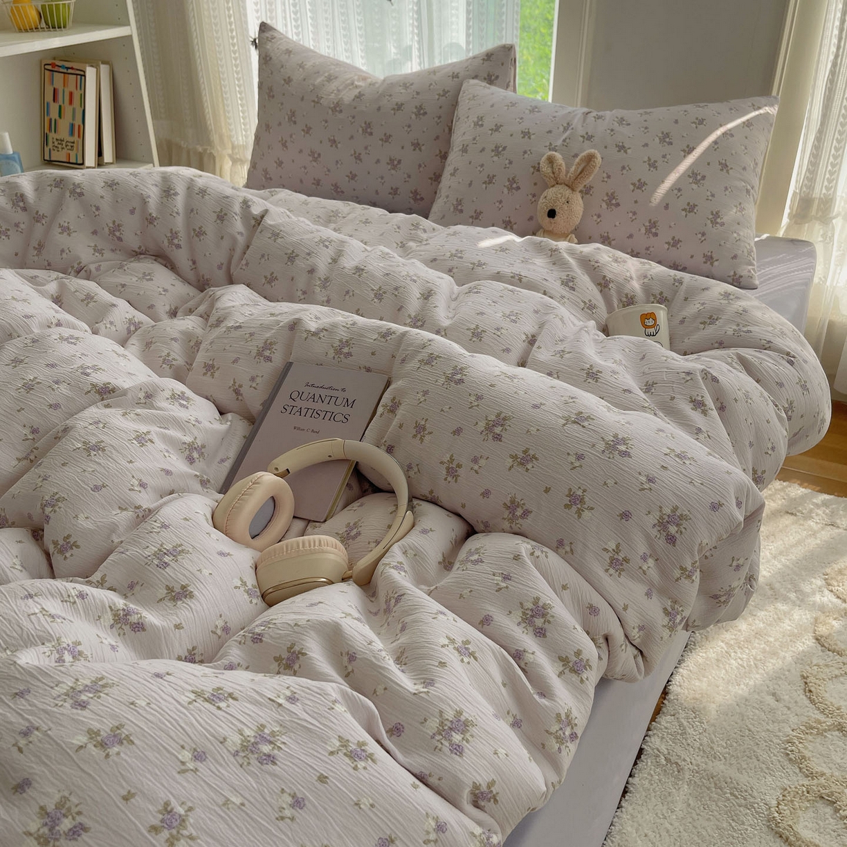 91家纺网 家纺一手货源 找家纺 金梦拉家纺 2025新款加厚皱皱纱婴儿纱四件套 雨茉风铃