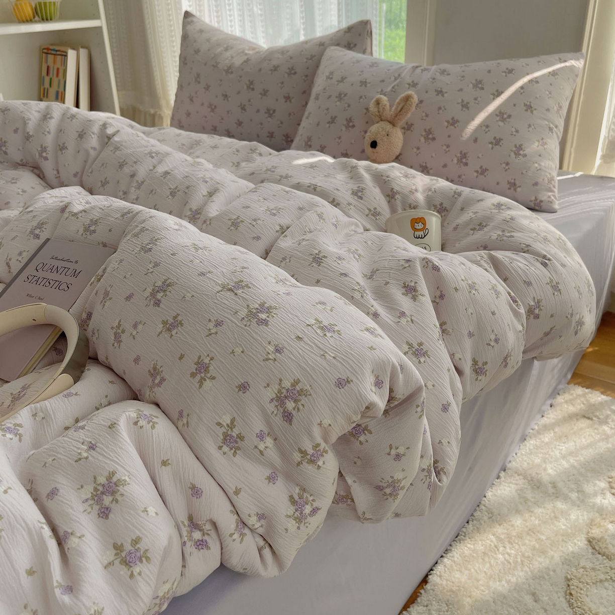 91家纺网 家纺一手货源 找家纺 金梦拉家纺 2025新款加厚皱皱纱婴儿纱四件套 雨茉风铃