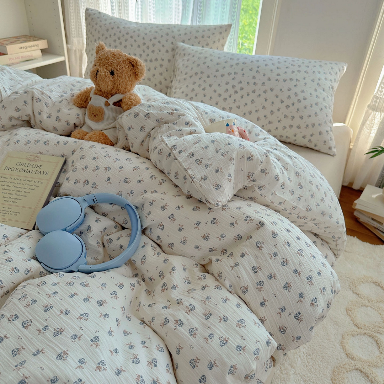 金梦拉家纺 2025新款加厚皱皱纱婴儿纱四件套 觅糖