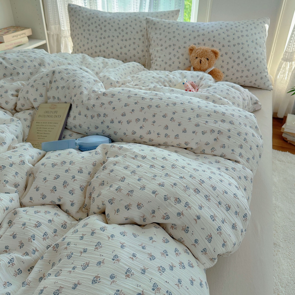 91家纺网 家纺一手货源 找家纺 金梦拉家纺 2025新款加厚皱皱纱婴儿纱四件套 觅糖