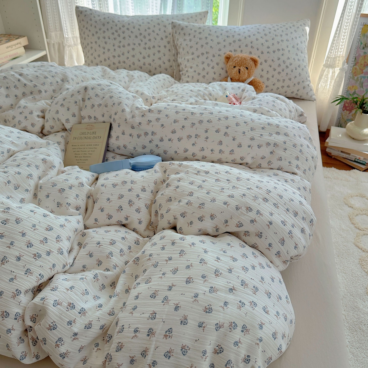 91家纺网 家纺一手货源 找家纺 金梦拉家纺 2025新款加厚皱皱纱婴儿纱四件套 觅糖