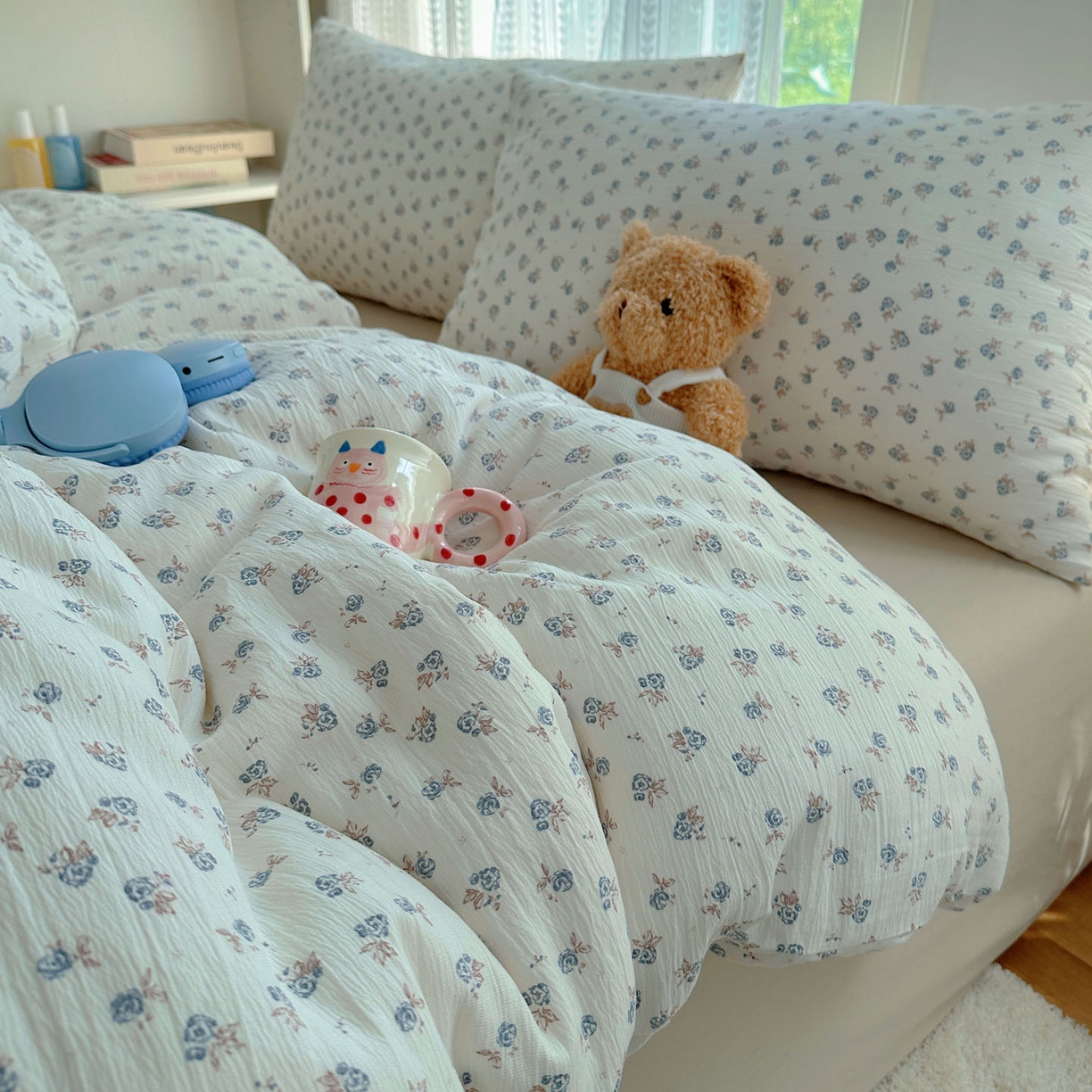 91家纺网 家纺一手货源 找家纺 金梦拉家纺 2025新款加厚皱皱纱婴儿纱四件套 觅糖