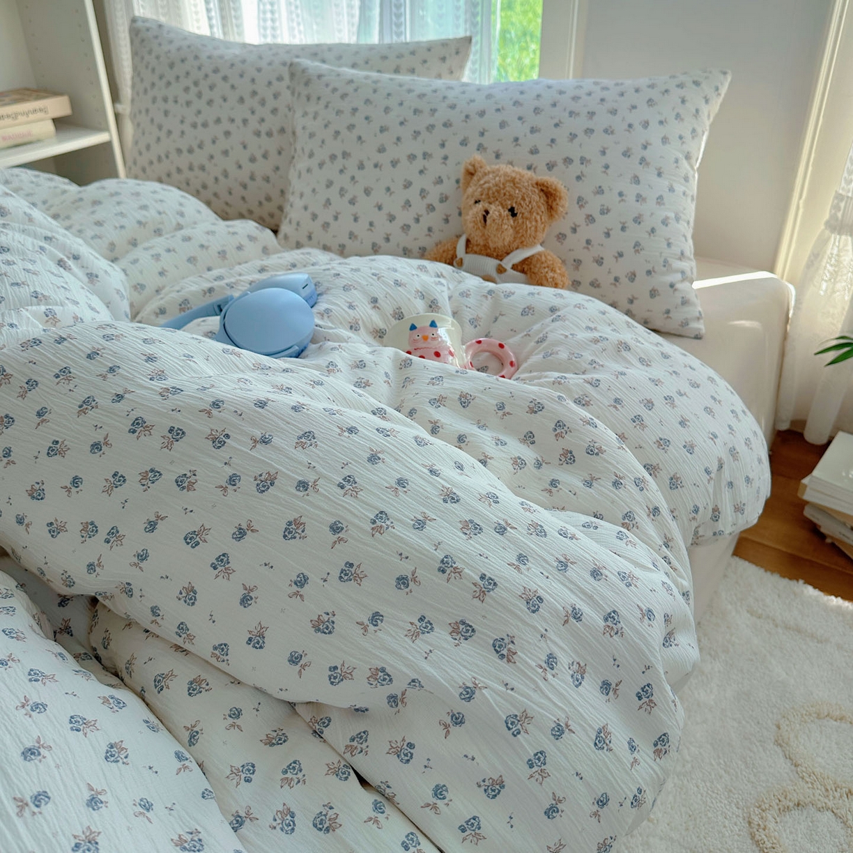 91家纺网 家纺一手货源 找家纺 金梦拉家纺 2025新款加厚皱皱纱婴儿纱四件套 觅糖