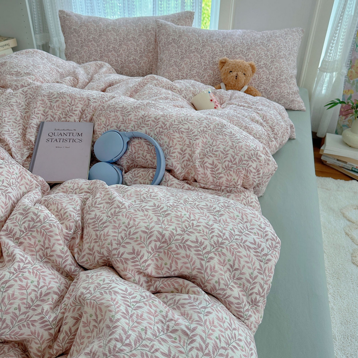 91家纺网 家纺一手货源 找家纺 金梦拉家纺 2025新款加厚皱皱纱婴儿纱四件套 枕边话