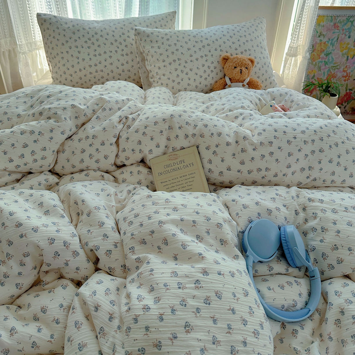 91家纺网 家纺一手货源 找家纺 金梦拉家纺 2025新款加厚皱皱纱婴儿纱四件套 觅糖