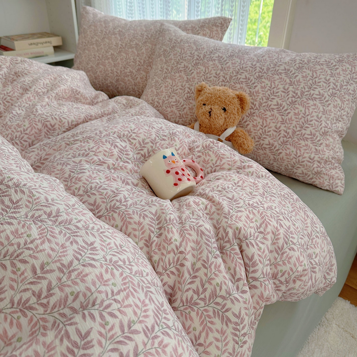 91家纺网 家纺一手货源 找家纺 金梦拉家纺 2025新款加厚皱皱纱婴儿纱四件套 枕边话