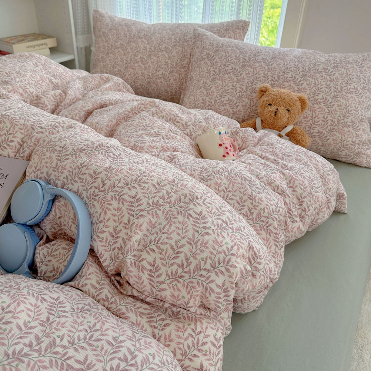 91家纺网 家纺一手货源 找家纺 金梦拉家纺 2025新款加厚皱皱纱婴儿纱四件套 枕边话