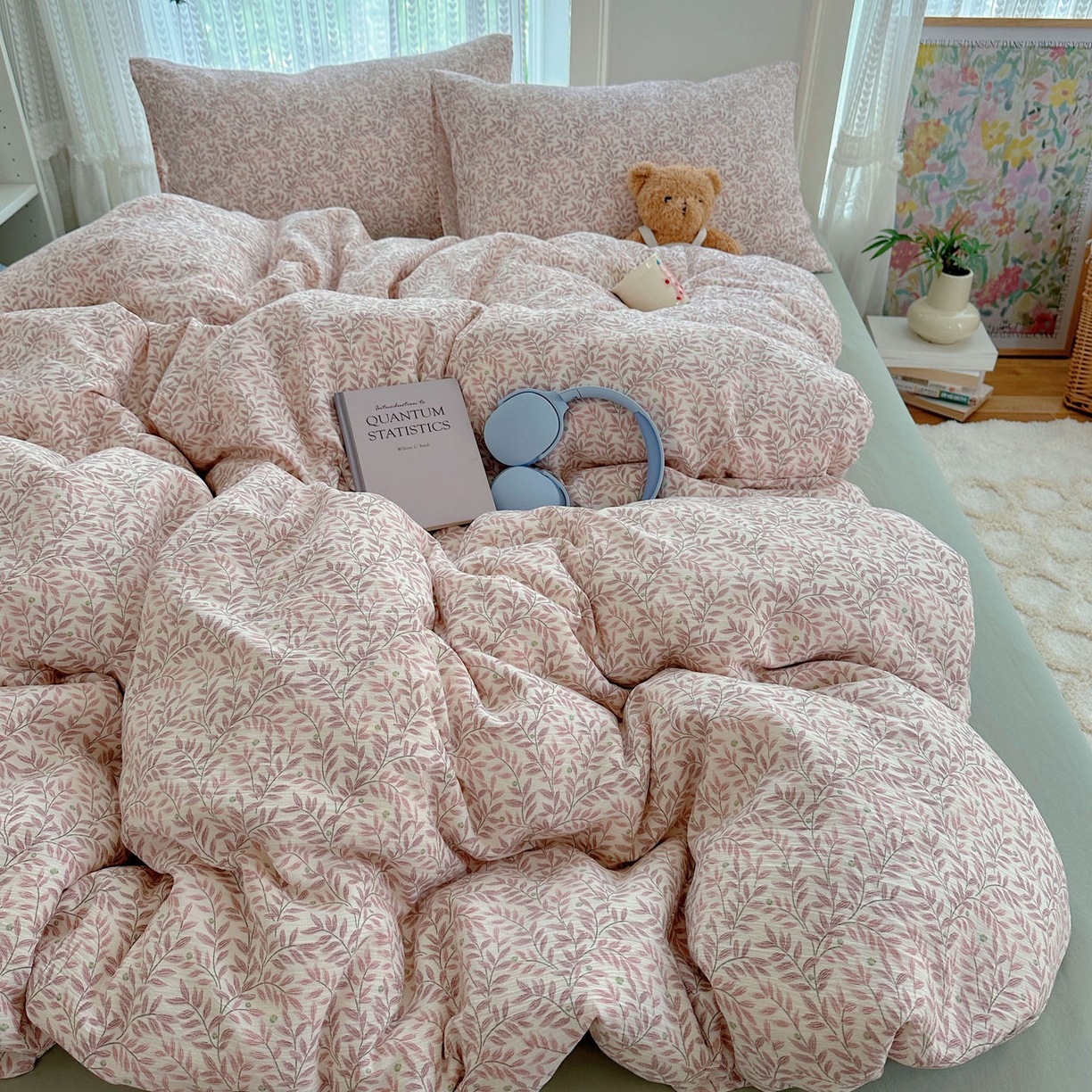 91家纺网 家纺一手货源 找家纺 金梦拉家纺 2025新款加厚皱皱纱婴儿纱四件套 枕边话