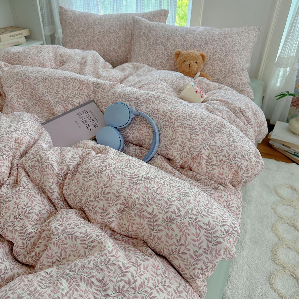 91家纺网 家纺一手货源 找家纺 金梦拉家纺 2025新款加厚皱皱纱婴儿纱四件套 枕边话