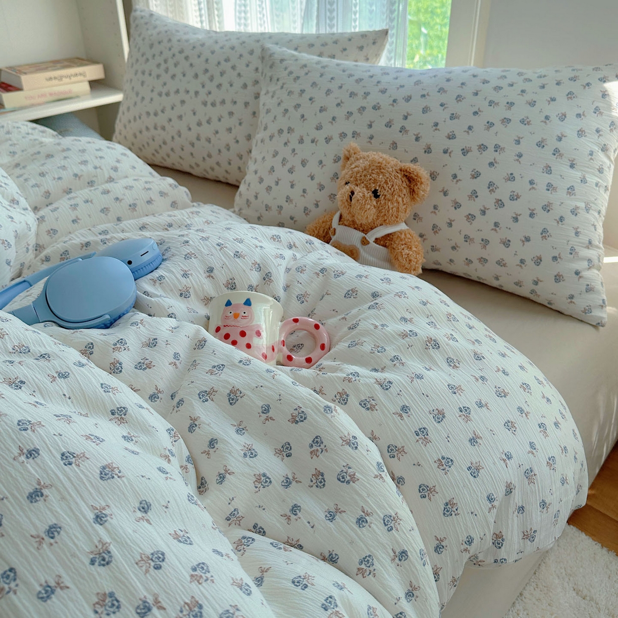 91家纺网 家纺一手货源 找家纺 金梦拉家纺 2025新款加厚皱皱纱婴儿纱四件套 觅糖