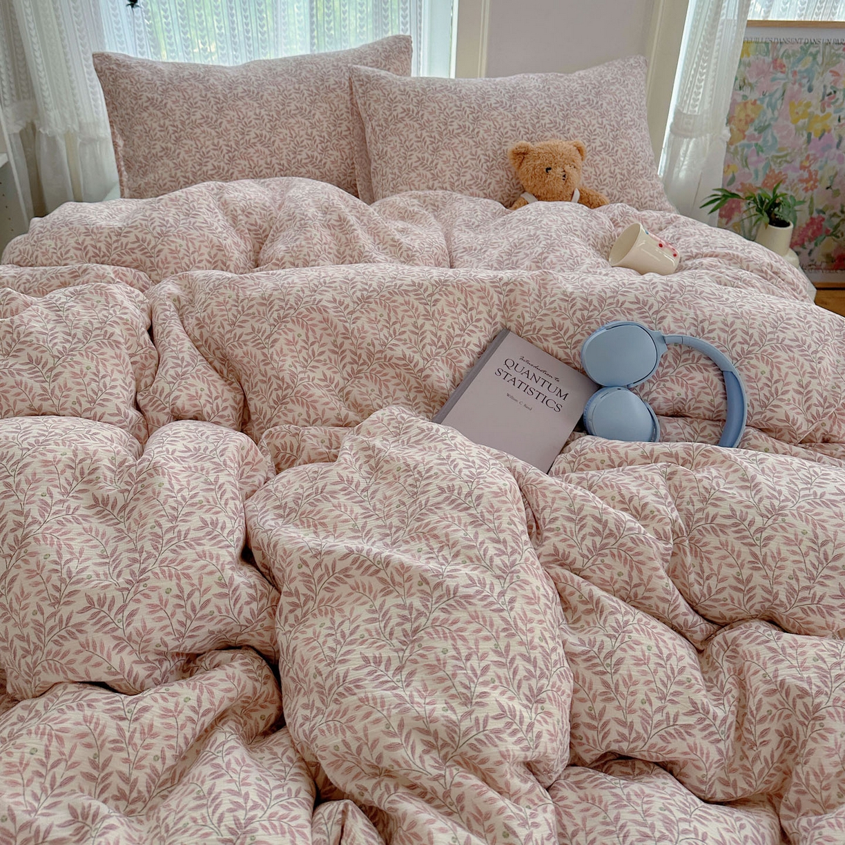 91家纺网 家纺一手货源 找家纺 金梦拉家纺 2025新款加厚皱皱纱婴儿纱四件套 枕边话