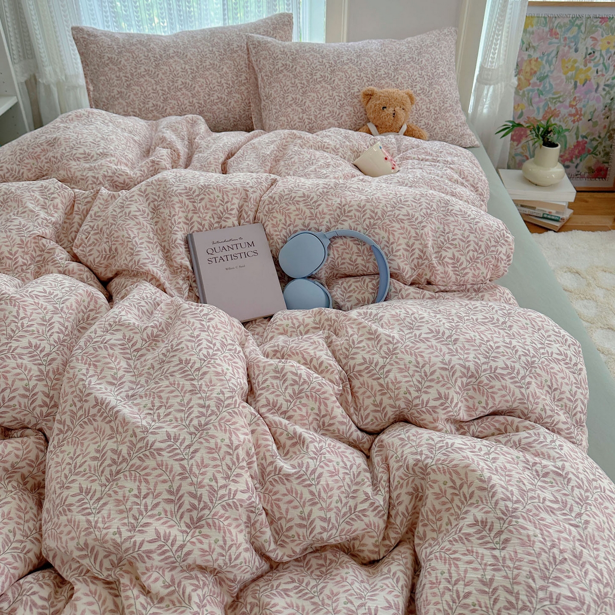 91家纺网 家纺一手货源 找家纺 金梦拉家纺 2025新款加厚皱皱纱婴儿纱四件套 枕边话