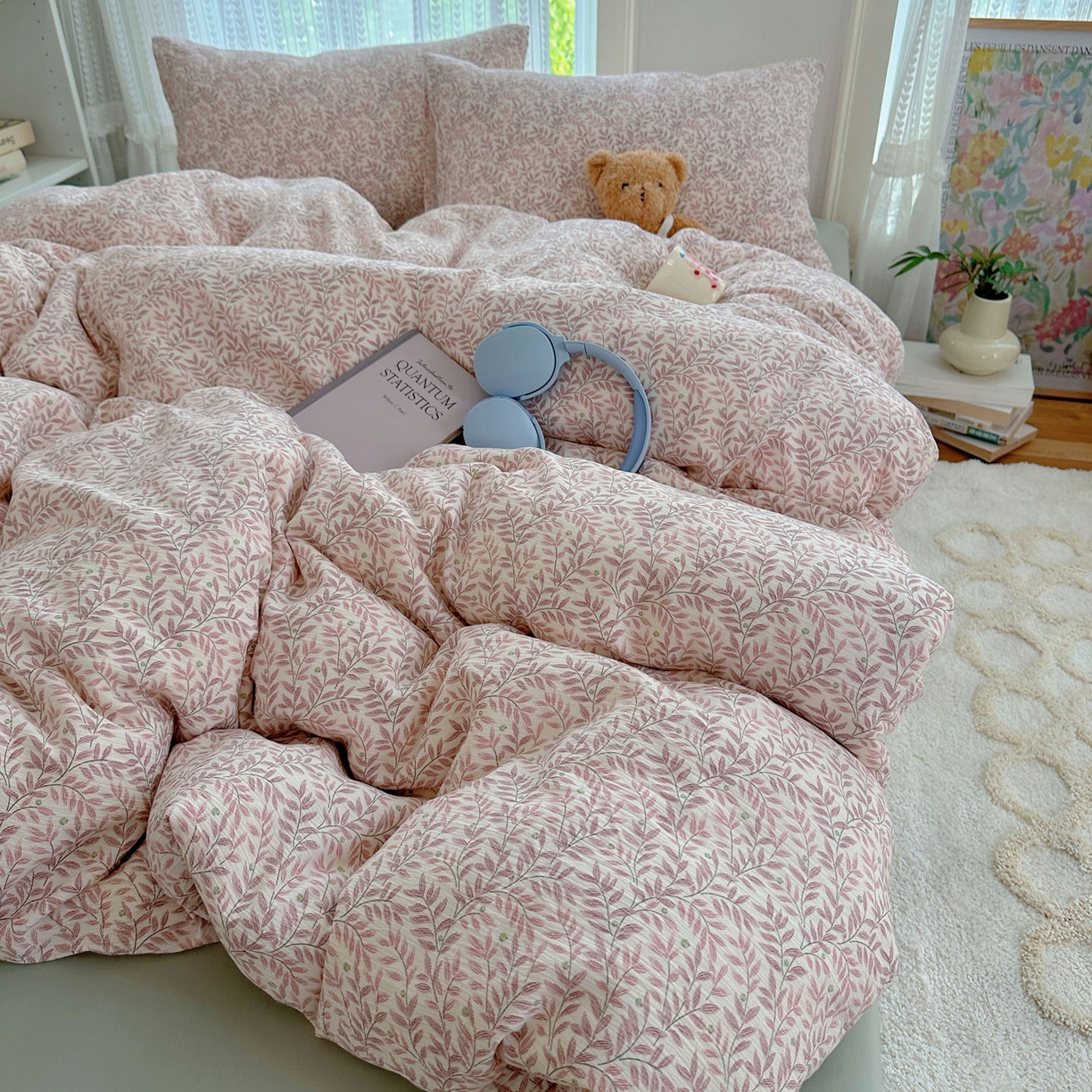 91家纺网 家纺一手货源 找家纺 金梦拉家纺 2025新款加厚皱皱纱婴儿纱四件套 枕边话