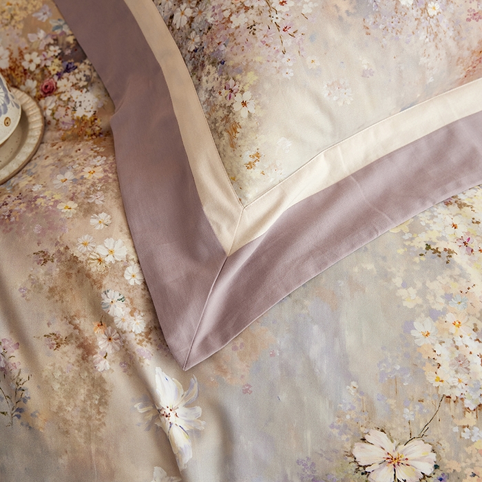 91家纺网 家纺一手货源 找家纺 简纯主义 2025新款全棉纯棉磨毛数码印花四件套-一路繁花 一路繁花-紫