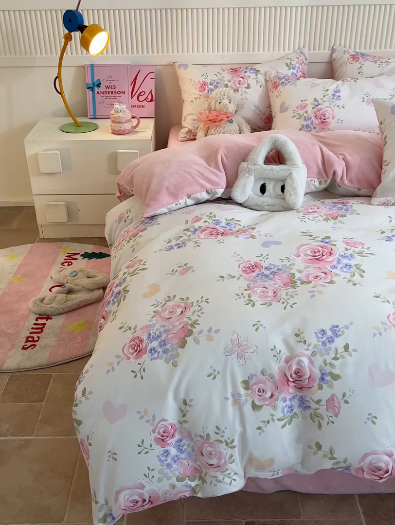 91家纺网 家纺一手货源 找家纺 晨希家居 2025A面40支全棉印花B版高克重牛奶绒棉加绒多规格套件棉加绒  花亦然