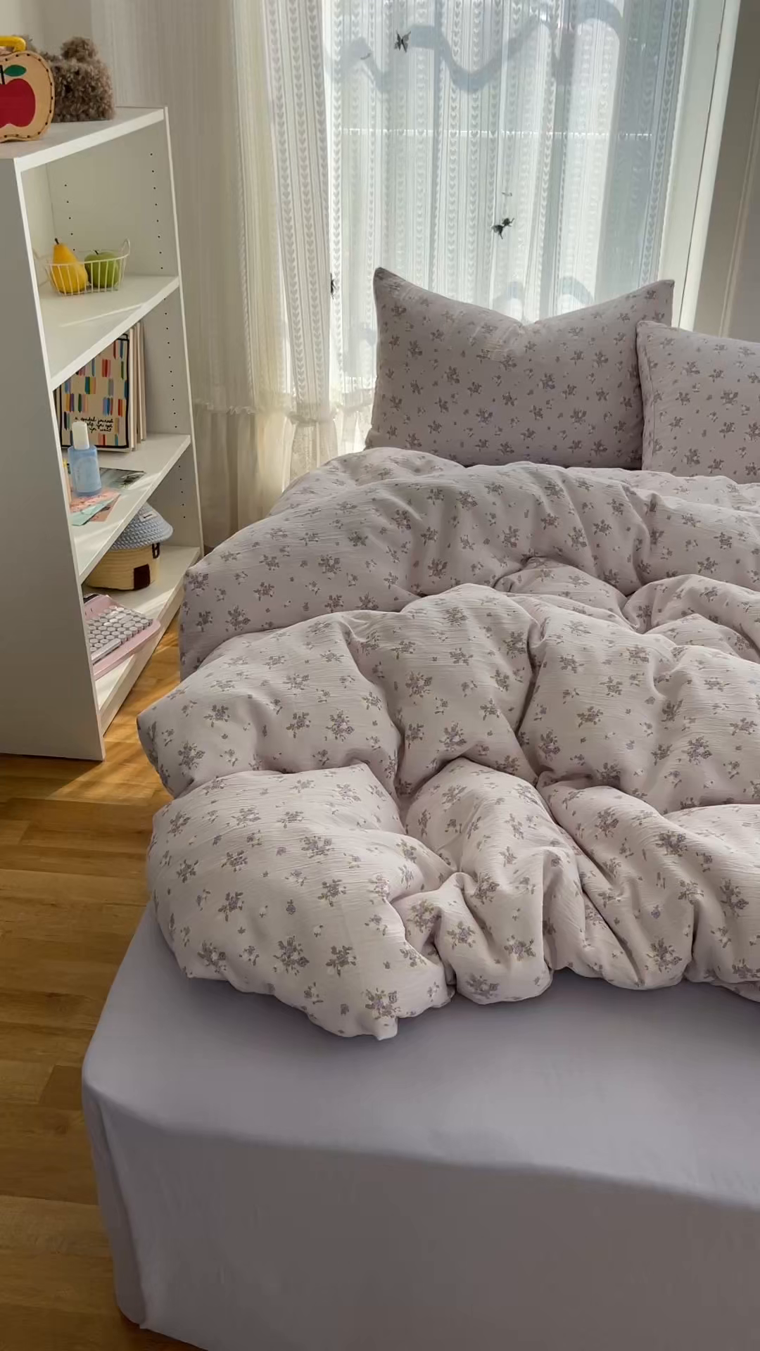 91家纺网 家纺一手货源 找家纺 金梦拉家纺 2025新款加厚皱皱纱婴儿纱四件套 雨茉风铃