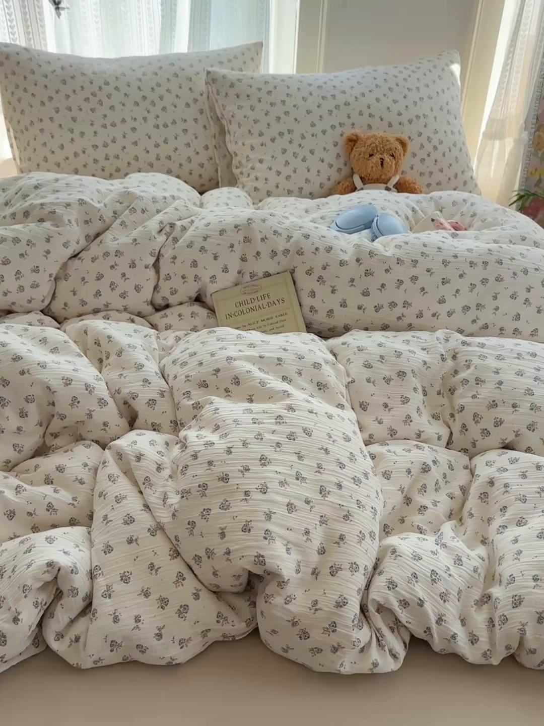 91家纺网 家纺一手货源 找家纺 金梦拉家纺 2025新款加厚皱皱纱婴儿纱四件套 觅糖