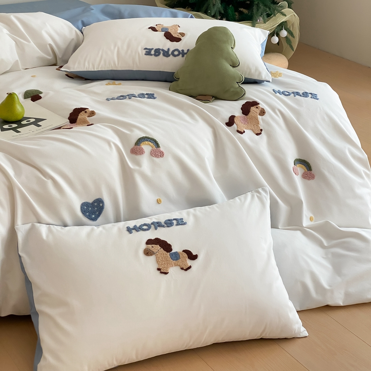 91家纺网 家纺一手货源 找家纺 星野 2025新款全棉纯棉陶瓷磨毛毛巾绣四件套 可可马